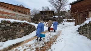 "Sağlık ordusu" karlı yolları aşarak Kovid-19 aşısı yapıyor