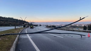 Manisa'da tekeri kopan ve direğe çarpan otomobilin sürücüsü yara almadan kurtuldu