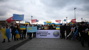 Rusya'nın Ukrayna'ya saldırısı Çanakkale'de protesto edildi