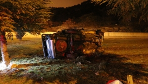 Burdur'da alkollü sürücünün kullandığı otomobil devrildi 