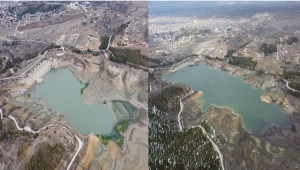 Çorum'da kuraklıktan etkilenen Çomar Barajı'nda su seviyesi yükseliyor