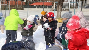 Muğla'da çocuklar kamyonla getirilen karla eğlendi