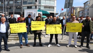 Tekirdağ'da plakaları iptal edilen taksiciler eylem yaptı