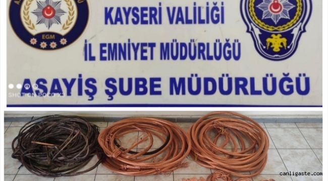 Kayseri'de kablo hırsızlığı iddiasıyla bir şüpheli yakalandı