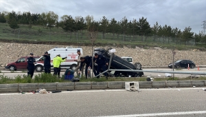 Bayburt'ta köpeğe çarpmamak için kaza yapan kamyonetteki 2 kişi yaralandı