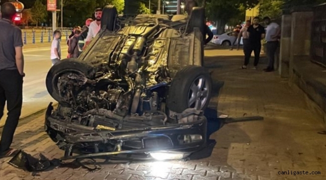 Kayseri'de otomobiliyle takla atan alkollü sürücü yaralandı