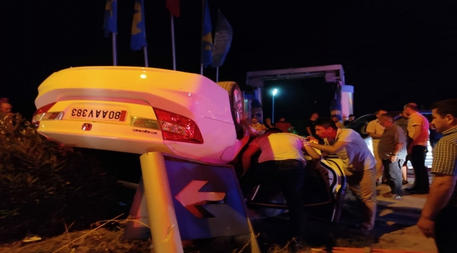 Osmaniye'de devrilen otomobildeki 4 kişi yaralandı