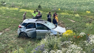Bayburt'ta şarampole devrilen otomobildeki 4 kişi yaralandı