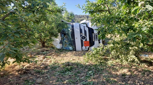 Bilecik'te meyve bahçesine devrilen tırın sürücüsü öldü