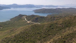 Marmaris'te yangınla mücadele havadan görüntülendi