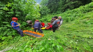 Rize'de yük taşımada kullanılan teleferikten düşen iki kişi yaralandı