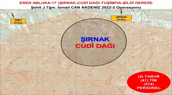 Şırnak'ta "Eren Abluka-17 Şehit Jandarma Teğmen İsmail Can Akdeniz-2 Operasyonu" başlatıldı