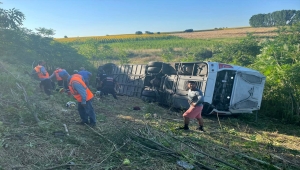 Kırklareli'nde yolcu otobüsü devrildi