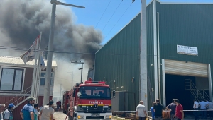 Kocaeli'de boya fabrikasında çıkan yangına müdahale ediliyor