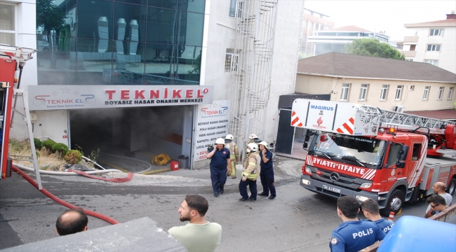 Maltepe'de otomobil bakım merkezinde çıkan yangın söndürüldü
