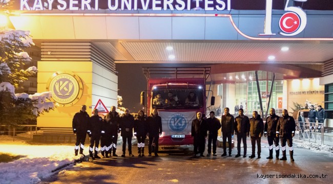 Kayseri Üniversitesi'nden deprem bölgesine yeni yardımlar yola çıktı